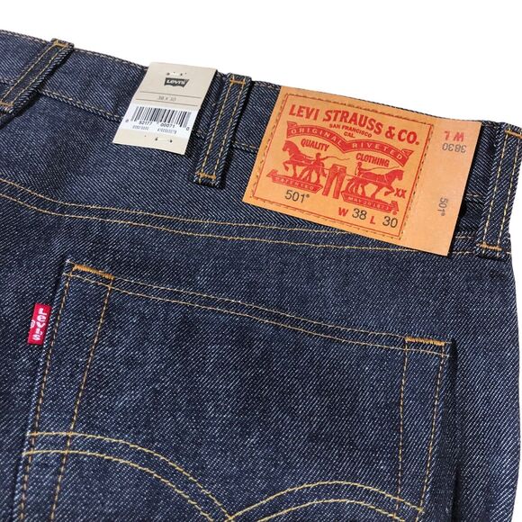 NEW Levi's 501 Original Shrink to Fit Jeans Blue Button Fly Straight Mens 38x30 - Picture 6 of 10